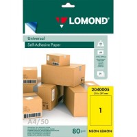 Lomond Self-Adhesive Paper Universal Labels, 1/210x297, A4, 50 sheets, Lemon neon