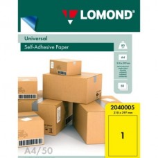 Lomond Self-Adhesive Paper Universal Labels, 1/210x297, A4, 50 sheets, Lemon neon