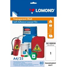 Lomond PET Laserjet Film Self Adhesive Transparent Matte A4, 25 sheets Lomond PET Laserjet Film Self Adhesive Transparent Matte A4, 25 sheets