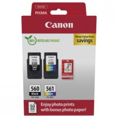 Canon CRG PG-560/CL-561 + Photo Paper Value Pack (3713C008) Ink Cartridge Multipack, BK/CMY Canon CRG PG-560/CL-561 + Photo Paper Value Pack (3713C008) Ink Cartridge Multipack, BK/CMY
