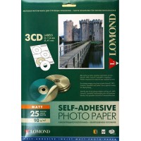 Lomond Self Adhesive Inkjet Photo Paper Matte A4, 25 sheets x3CD 114/41mm Lomond Self Adhesive Inkjet Photo Paper Matte A4, 25 sheets x3CD 114/41mm