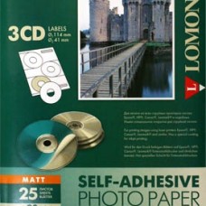 Lomond Self Adhesive Inkjet Photo Paper Matte A4, 25 sheets x3CD 114/41mm Lomond Self Adhesive Inkjet Photo Paper Matte A4, 25 sheets x3CD 114/41mm