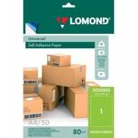 Lomond Self-Adhesive Paper Universal Labels, 1/210x297, A4, 50 sheets, Green neon