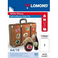 Lomond PET Film for inkjet printers, White Glossy, Self-Adhesive A4, 10 sheets