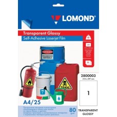 Lomond PET Laserjet Film Self Adhesive Transparent Glossy A4, 25 sheets Lomond PET Laserjet Film Self Adhesive Transparent Glossy A4, 25 sheets