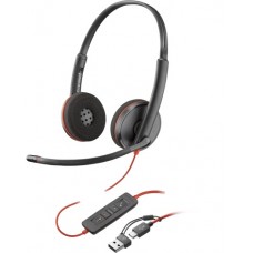 Poly Blackwire 3220 Stereo Wired Headset, USB-C, USB-C/A Adapter (Bulk), Black Poly Blackwire 3220 Stereo Wired Headset, USB-C, USB-C/A Adapter (Bulk), Black