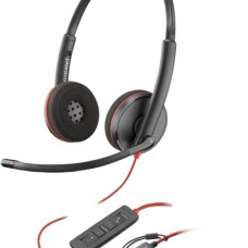 Poly Blackwire 3220 Stereo Wired Headset, USB-C, USB-C/A Adapter (Bulk), Black