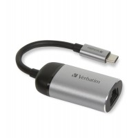 Verbatim 49146 USB-C to Gigabit Ethernet Adapter, USB 3.1 GEN 1, Gigabit Ethernet, Grey/Black