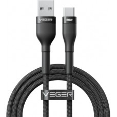 Veger Cable USB-A to USB-C PD 11V 6A 66W AC04 1.2m, Black Veger Cable USB-A to USB-C PD 11V 6A 66W AC04 1.2m, Black